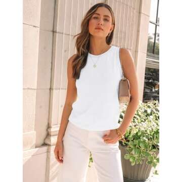 AUTOMET Womens Tank Tops 2025 Summer Sleeveless High Neck Casual Cute Basic Trendy Loose Crew Flowy ...