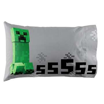 Jay Franco Minecraft Creeper 5 Piece Full Bed Set - Includes Reversible Comforter & Sheet Set - Super Soft Fade Resistant Microfiber - (Official Minecraft Product)