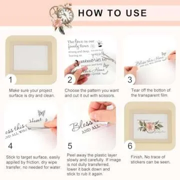 Whaline 10 Sheet Vintage Floral Rub on Transfer for Crafts Flower Clock Bird Rub on Transfer Memories of Paris Furniture Stickers Decal for DIY Crafts Home Office School Decor, 5.9 x 11.8 Inch