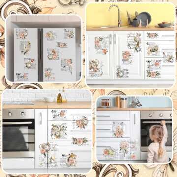 Whaline 10 Sheet Vintage Floral Rub on Transfer for Crafts Flower Clock Bird Rub on Transfer Memories of Paris Furniture Stickers Decal for DIY Crafts Home Office School Decor, 5.9 x 11.8 Inch