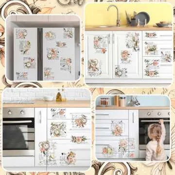 Whaline 10 Sheet Vintage Floral Rub on Transfer for Crafts Flower Clock Bird Rub on Transfer Memories of Paris Furniture Stickers Decal for DIY Crafts Home Office School Decor, 5.9 x 11.8 Inch