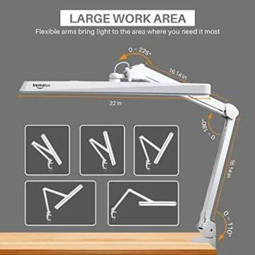 bemelux LED Architect Desk Lamp with Clamp, Metal Swing Arm 2000 Lumens Dimming Office Table Lamp for Task Work Drafting Reading Desktop, 234PCS Bright LEDs, 24W, 5 Color Temperatures Workbench Lamp