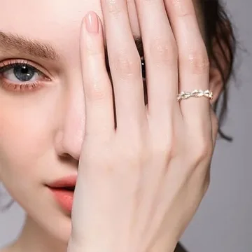 Trendy Adjustable Gold White Bow Ring with Rhinestones