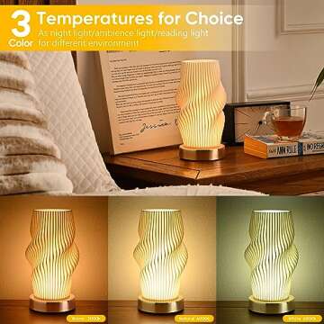 Ekkiploi Bedside Table Lamp with USB Adapter - Button Control for Bedroom Metal 12 Way Dimmable Smal...