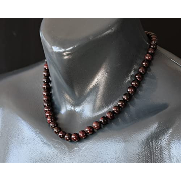 Natural Garnet Beaded Choker, Genuine Red Crystal Necklace, Fancy Gemstone Choker, 8mm Beads, Unique Fashion Jewelry, Healing Crystal Chakra Necklace, Durable Stone Necklace, Aquarius Necklace