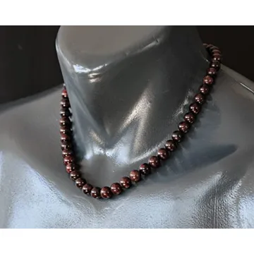 Natural Garnet Beaded Choker, Genuine Red Crystal Necklace, Fancy Gemstone Choker, 8mm Beads, Unique Fashion Jewelry, Healing Crystal Chakra Necklace, Durable Stone Necklace, Aquarius Necklace