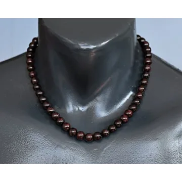 Natural Garnet Beaded Choker, Genuine Red Crystal Necklace, Fancy Gemstone Choker, 8mm Beads, Unique Fashion Jewelry, Healing Crystal Chakra Necklace, Durable Stone Necklace, Aquarius Necklace