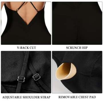 Moon Wood V Back Jumpsuits Women Seamless Scrunch Butt Lifting V Cut Waist Shaped Ruched Workout Shorts