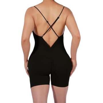Moon Wood V Back Jumpsuits Women Seamless Scrunch Butt Lifting V Cut Waist Shaped Ruched Workout Shorts