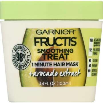 Garnier Fructis Smoothing Treat 1 Minute Hair Mask with Avocado Extract, 3.4 Fl Oz (Pack of 1)