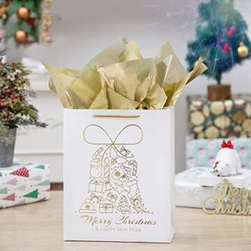 UNIQOOO Large 20X26 Inch 60 Sheets Metallic Gold Foil Gift Tissue Paper Bulk, Recyclable Durable for...