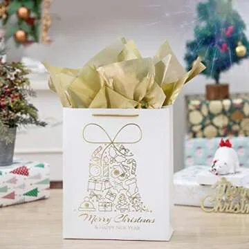 UNIQOOO Large 20X26 Inch 60 Sheets Metallic Gold Foil Gift Tissue Paper Bulk, Recyclable Durable for...