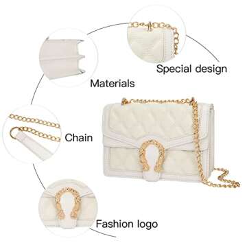 DEEPMEOW Womens Quilted Crossbody Shoulder Purse - Fashion Denim Handbag with Chain Strap Casual Mini Square Messenger Bag