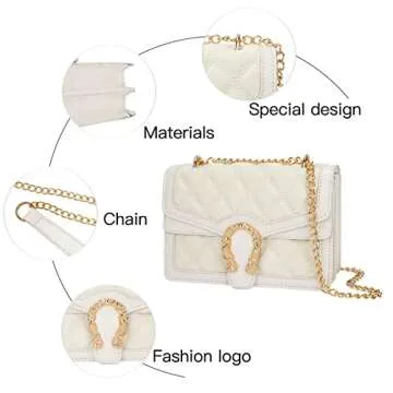 DEEPMEOW Womens Quilted Crossbody Shoulder Purse - Fashion Denim Handbag with Chain Strap Casual Mini Square Messenger Bag