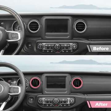 RT-TCZ for Jeep JL Dash Air AC Vents Cover Trim Pink for Jeep Wrangler JL JLU Gladiator JT 2018-2023...
