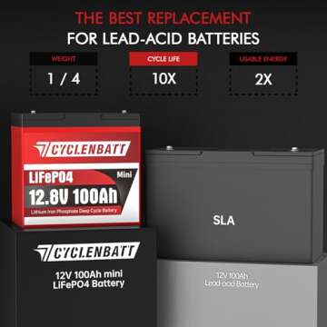 CYCLENBATT Mini LiFePO4 Lithium Battery 12V 100Ah