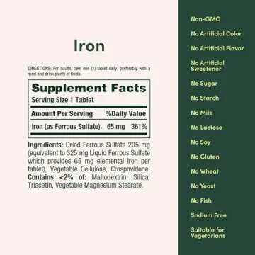 Nature's Bounty Iron 65mg - Energy Support Supplement