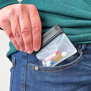 EZY DOSE Reusable 7-Day Pill Pouch Set, Durable Multi-Purpose Travel-Sized Containers, Includes Colors for Easy Identification, Large Storage, Clear, BPA Free, TSA Approved
