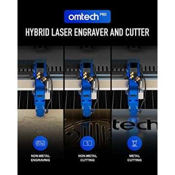 OMTech Pro 150W Hybrid Laser Machine, 34x54 Laser Cutter and Engraver Machine for Metal Acrylic Wood...