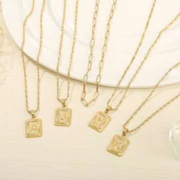 JSJOY Initial Necklaces for Women Gold Layered Initial Necklaces Letter M Necklace for Women Gold Layered Necklaces Birthday Christmas Gifts for Her