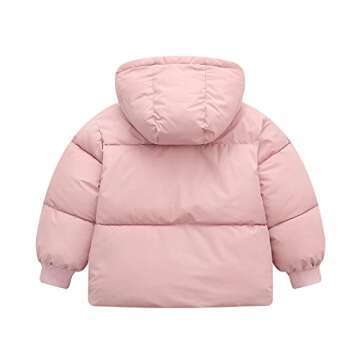 Srkrando Winter Coats for Toddler girls Hooded Warm Fleece Jacket Pink 4T 5T