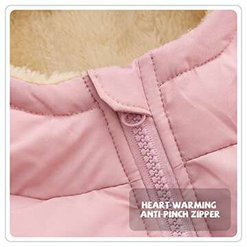 Srkrando Winter Coats for Toddler girls Hooded Warm Fleece Jacket Pink 4T 5T