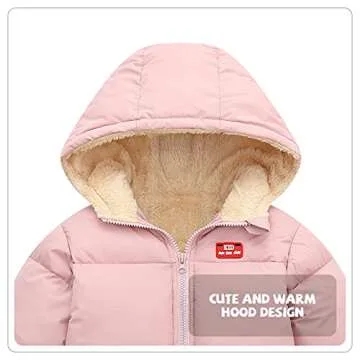 Srkrando Winter Coats for Toddler girls Hooded Warm Fleece Jacket Pink 4T 5T