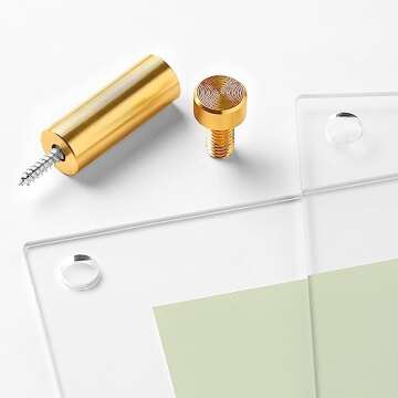 Wexel Art 1.5" Gold Stainless Steel Mounting Hardware for Acrylic Floating Frames (Pack of 4)