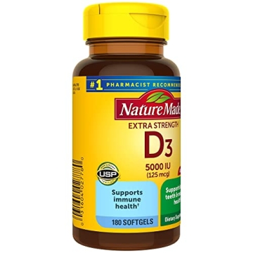 Nature Made Extra Strength Vitamin D3 5000 IU for Health Support