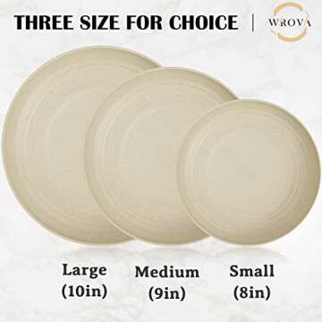 Wrova Wheat Straw Plates - 8 Inch Unbreakable Dinner Plates Set of 8 - Dishwasher & Microwave Safe Plastic Plates Reusable - Lightweight Small Plates for kitchen,R.V. (Beige)