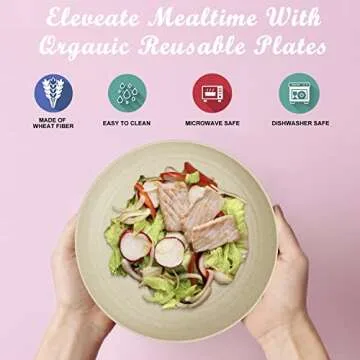 Wrova Wheat Straw Plates - 8 Inch Unbreakable Dinner Plates Set of 8 - Dishwasher & Microwave Safe Plastic Plates Reusable - Lightweight Small Plates for kitchen,R.V. (Beige)