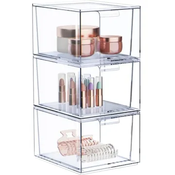 Sorbus 3 Pack Clear Stackable Acrylic Drawer Organizer for Vanity & More