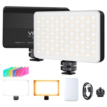 VIJIM VL120 LED on Camera Video Light,Mini Bi-Color Portable Photography Lighting w 6 Color Filters,...