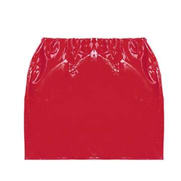 Women Girls Red Latex Skirt Sexy Bright Leather Skirt M