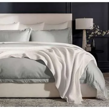 BOLL & BRANCH Waffle Bed Blanket - Full/Queen, White - Luxury 100% Organic Cotton - Soft, Lightweight and Breathable - Textured Waffle Weave Design