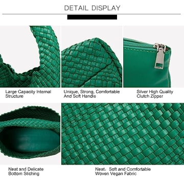 Queenoris Woven Purse Stylish Summer Hobo Tote Women