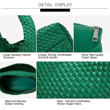 Queenoris Woven Purse Stylish Summer Hobo Tote Women