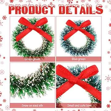 Mini Christmas Wreaths Set of 24 with Decorative Bows
