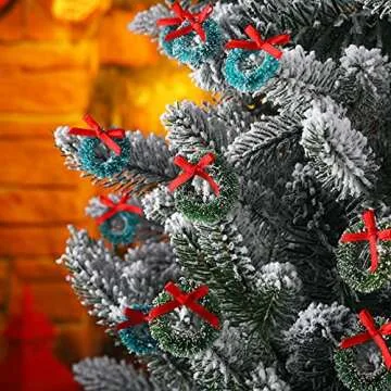Mini Christmas Wreaths Set of 24 with Decorative Bows