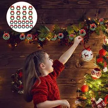 Mini Christmas Wreaths Set of 24 with Decorative Bows