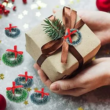 Mini Christmas Wreaths Set of 24 with Decorative Bows