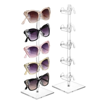 MOOCA 2 Pcs Set Premium Acrylic Sunglass Organizer, Glasses Holder, Sunglass Holder, Glasses Stand, Eye Glass Holder, 5 Frames for Each