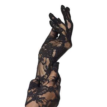 Leg Avenue Women's Stretch Lace Elbow Length Gloves, Black, One Size