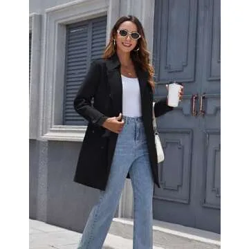 wantdo Women's Windbreaker Dress Coat Long Trench Jacket with Belt Black Small