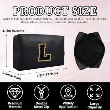 Personalized Initial Letter Patch Makeup Bag for Unique Style
