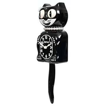 Kit-Cat Clock Limited Edition Classic Black Lady - Cat Clock with Moving Eyes and Tail, Battery Operated Wall Clock, Made in USA, Modern Clock