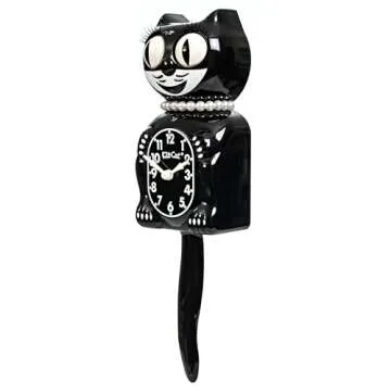 Kit-Cat Clock Limited Edition Classic Black Lady - Cat Clock with Moving Eyes and Tail, Battery Operated Wall Clock, Made in USA, Modern Clock