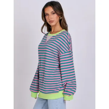 Buy ANRABESS Women Striped Oversized Sweatshirt for 2024
