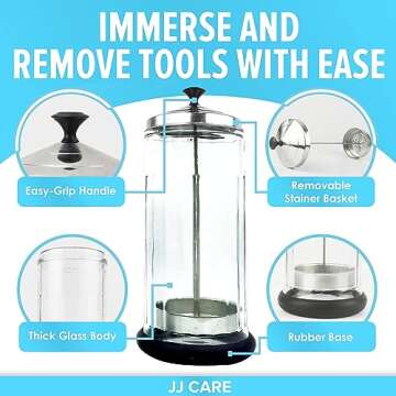 JJ CARE Disinfectant Glass Jar for Barbers and Salons