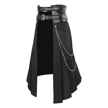 Punk Rave Men’s Gothic Half Skirt with Chains and Belt